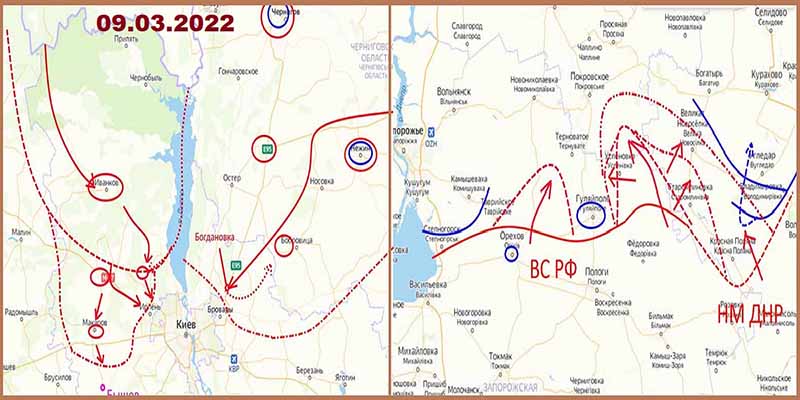 Карта боевых действий 09.02.2022. Киев, Гуляйполе