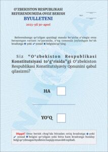 Бюллетень для референдума по проекту Конституции в новой редакции