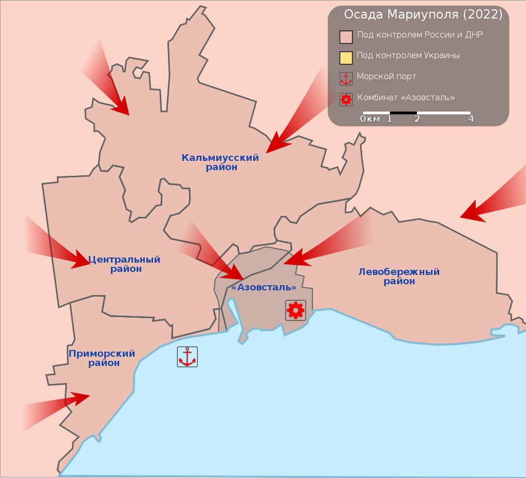 Карта боевых действий в Мариуполе на 20 мая 2022 года