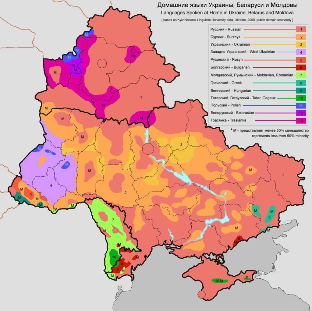 Домашние языки Украины, Беларуси, Молдовы. 2009 год.